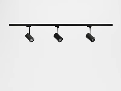 Modern Black Track With Three Downlights And Spotlights For Interior Lighting 3d model