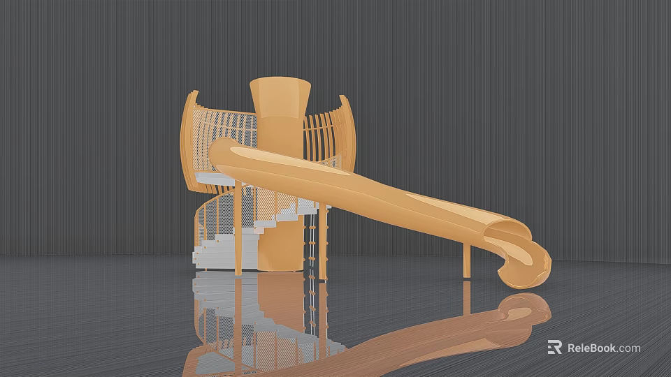 Modern Playground Equipment With Curved Slide And Spiral Staircase Structure 3d model 