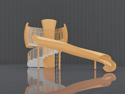 Modern Playground Equipment With Curved Slide And Spiral Staircase Structure 3d model