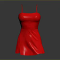 Stylish Red Spaghetti Strap Dress With Fitted Waist And Flowing Skirt