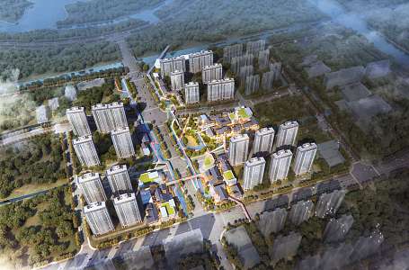 New Chinese Aerial View Commercial Skirt Building 3d model