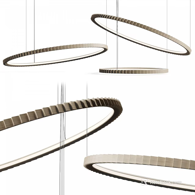Modern Ring Shaped Circular Chandeliers With Metallic Frame And Hanging Design 3d model