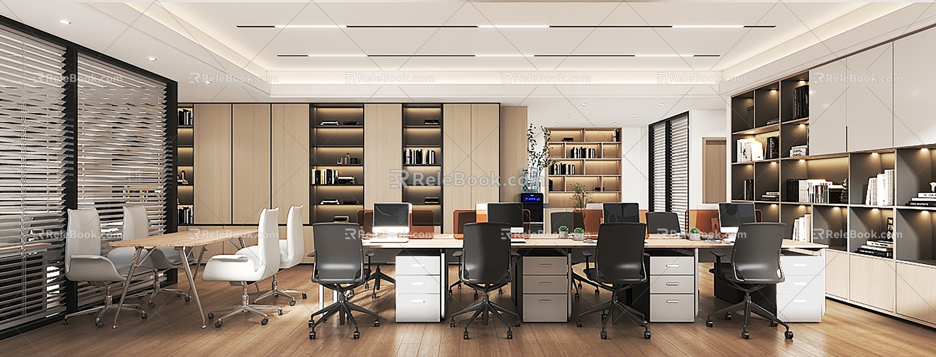 Modern public office area office desk and chair combination meeting desk and chair group 3d model