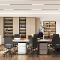 Modern Public Office Space Interior With Work Desks Office Chairs Bookshelves And Computers