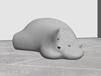 Plush Gray Animal Shaped Bean Bag Chair For Cozy Living Space 3d model
