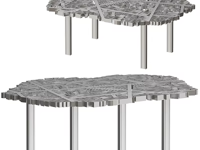 Modern Metal Side Table With Geometric Hollow Out Top And Four Legs Structure 3d model