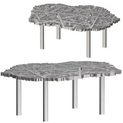 Modern Metal Side Table With Geometric Hollow Out Top And Four Legs Structure 3d model