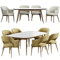 Sleek Dining Table Set With Wooden Legs White Tabletop And Upholstered Chairs 3d model