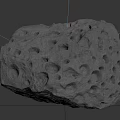 Unique Natural Porous Stone Featuring Irregular Holes On Black Background