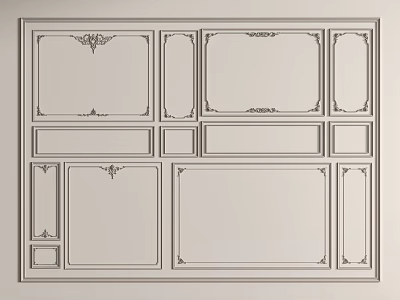 French plaster line background wall sofa background wall bedroom background wall 3d model