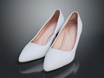White Pointed Toe High Heels Stylish Women's Footwear For Elegant Occasions 3d model