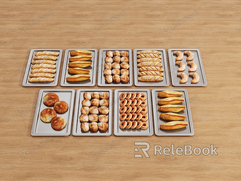 Bread baguette Ode Cake Donut Food Dessert model