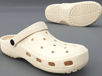 White Clogs Shoes With Ventilation Holes Black Strap And Sole Design 3d model