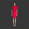 Elegant Red Short Sleeved Fitted Dress Modern Stylish Design For Women