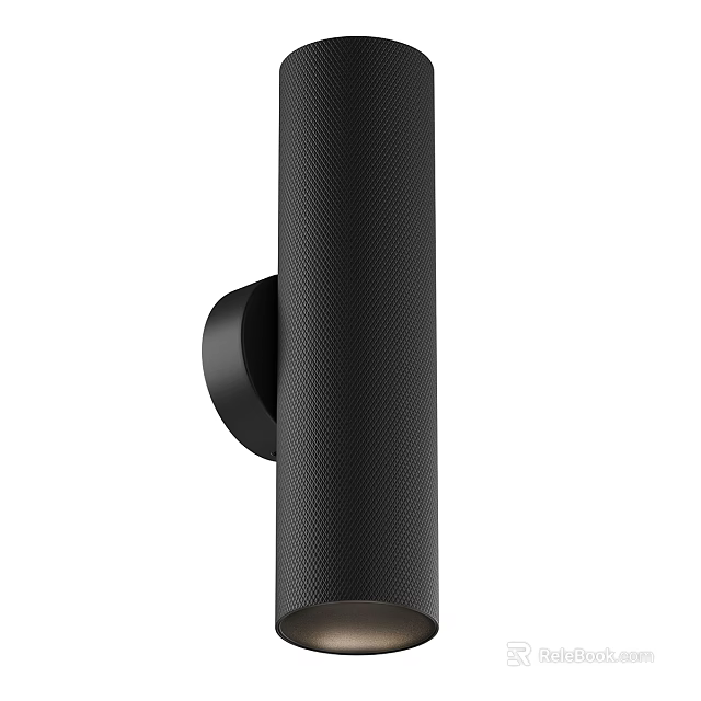 Modern Black Cylindrical Wall Sconce With Textured Surface For Interior Lighting 3d model 