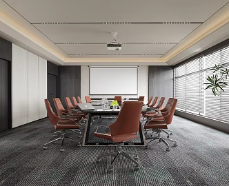 Modern Meeting Room Office Chair Conference Table 3d model