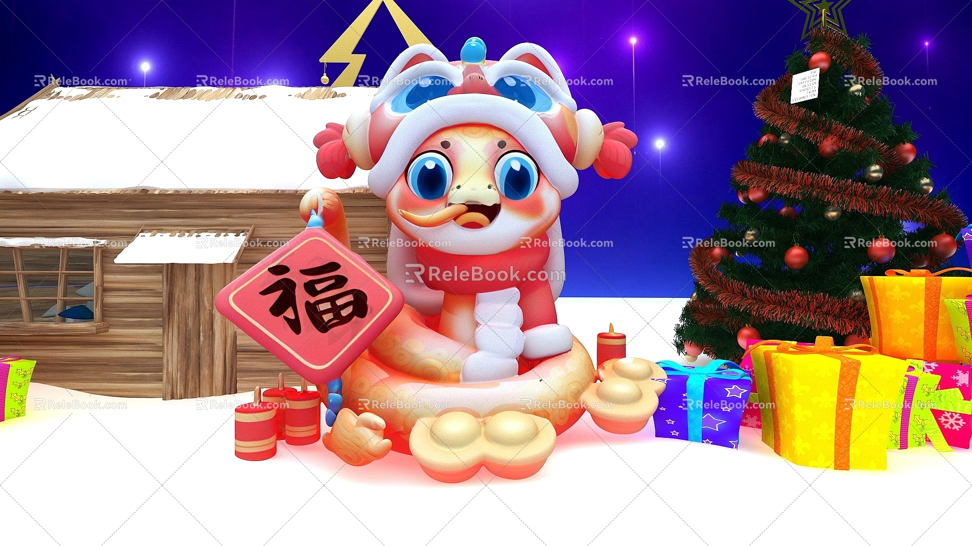 Snow Year of the Snake Christmas Year of the Snake 2025 Year of the Snake 3d model