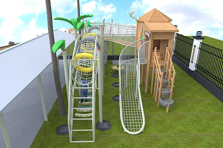Kindergarten tree house large non-standard toy combination non-standard amusement equipment wooden house tree house outdoor wooden house castle tree house elf tree house 3d model
