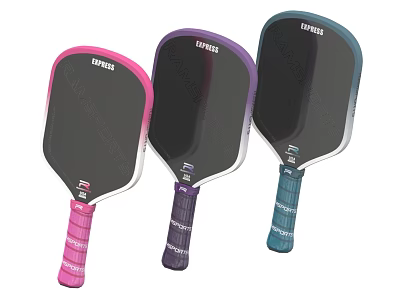 Colorful Pickleball Paddles With Ergonomic Pink Purple Teal Grips And Modern Design 3d model