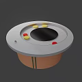 Tech Exhibition Hall Interactive Circular Display Console With Yellow Red Buttons 3d model