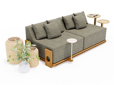 modern double sofa double fabric sofa 3d model