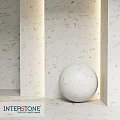 Modern Architectural Components Featuring White Sphere And Golden Veined Walls