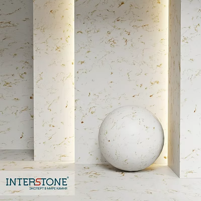 Modern Architectural Components Featuring White Sphere And Golden Veined Walls 3d model