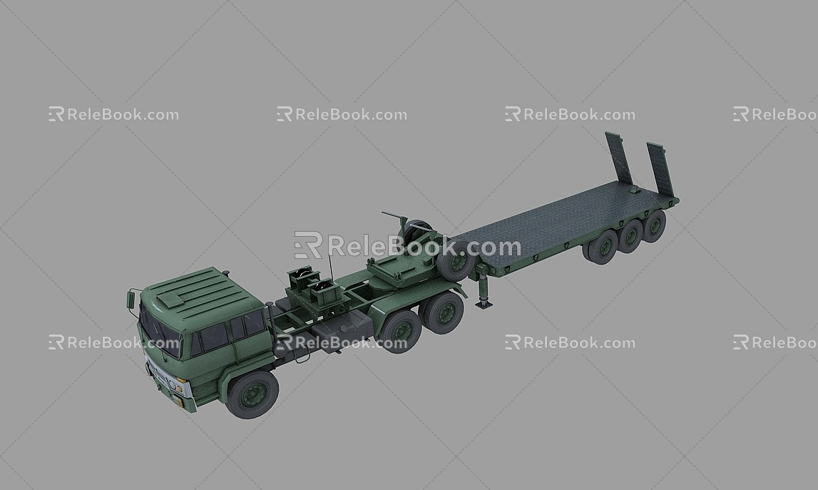 HY473 domestic transport tractor semi-trailer flatbed truck missile transport truck truck tank transport tractor 3d model