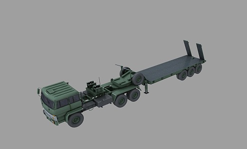 HY473 domestic transport tractor semi-trailer flatbed truck missile transport truck tank transport tractor 3d model