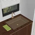 Stainless Steel Kitchen Sink With Modern Faucet And Green Cloth On Wooden Countertop By Window