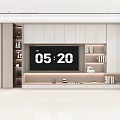 Modern TV Wall Unit Design With Built-in TV Open Shelves And Decorative Books