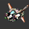 Sleek Futuristic Orange White Spaceship Model With Detailed Wings And Cockpit