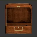 Classic Wooden Portable Record Player with Open Lid Vinyl Record and Stylus