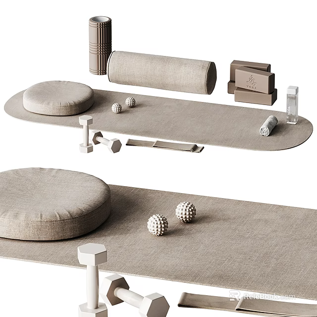High Quality Sports Equipment Collection with Yoga Mat Exercise Balls Foam Roller and Grippers 3d model 