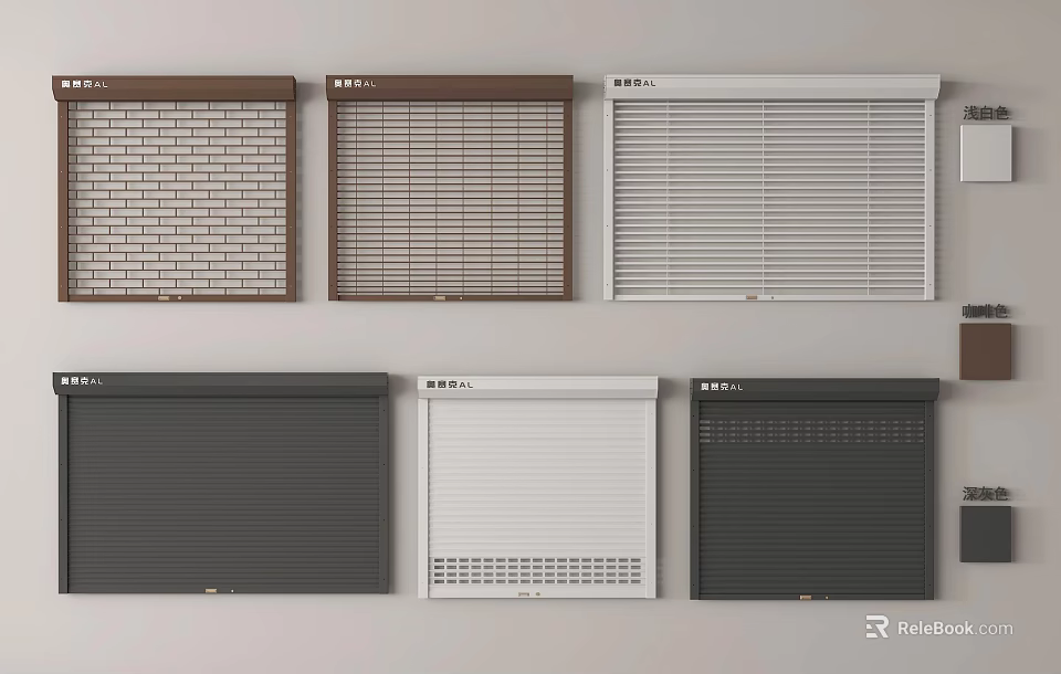 Assorted Window Blinds And Roller Shades In Multiple Colors And Designs 3d model 