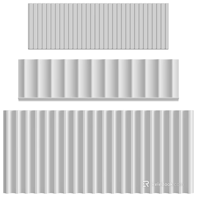 White Building Components With Different Striped And Corrugated Surface Textures 3d model 