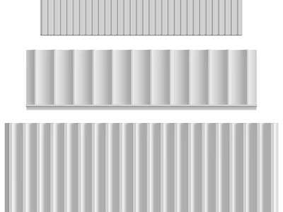White Building Components With Different Striped And Corrugated Surface Textures 3d model