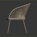 Stylish Wicker Chair With Curved Rattan Backrest Light Wood Legs And Cushioned Seat