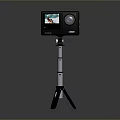 Electronic Monitor Device With Display Screen And Camera Lens On Tripod Stand