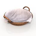 Household Woven Basket With Light Linen Lining And Brown Rattan Handles