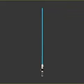 Blue Lightsaber With Metallic Hilt And Glowing Blade On Black Background