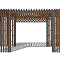 Modern Outdoor Garden Pergola With Wooden Lattice Roof And Vertical Slat Panels