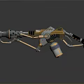 Futuristic Sci Fi Weapon With Long Barrel Grip Ammo Canister And Mechanical Structure