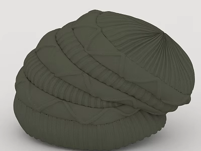Dark Green Pleated Beret Hats with Stacked Design and Textured Finish 3d model