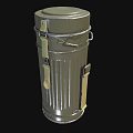 Industrial Gray Cylindrical Metal Storage Container with Straps Handles and Ribbed Surface 3d model