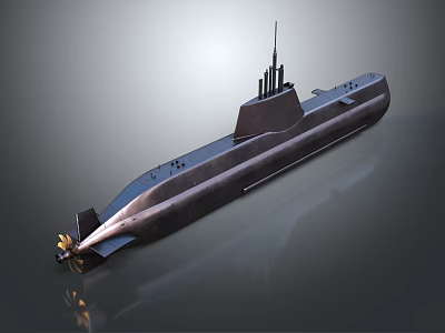 Modern Submarine With Sleek Metal Hull Conning Tower And Rear Propeller 3d model