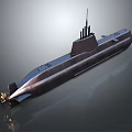 Modern Submarine With Sleek Metal Hull Conning Tower And Rear Propeller