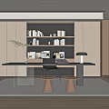 Modern Study Room Interior Featuring Black Bookshelf Books Decor Long Desk And Chair