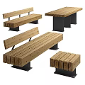 Sturdy Wooden Outdoor Bench With Metal Legs And Slatted Design For Garden Use