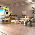 Cozy Beige Single Sofa With Blanket By Window Overlooking City View And Bookshelf